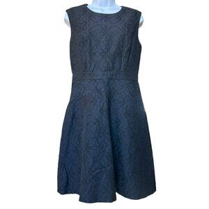 J Crew Women's Black Eyelet Jacquard Dress Style C9228 Fit Flare Career NWT